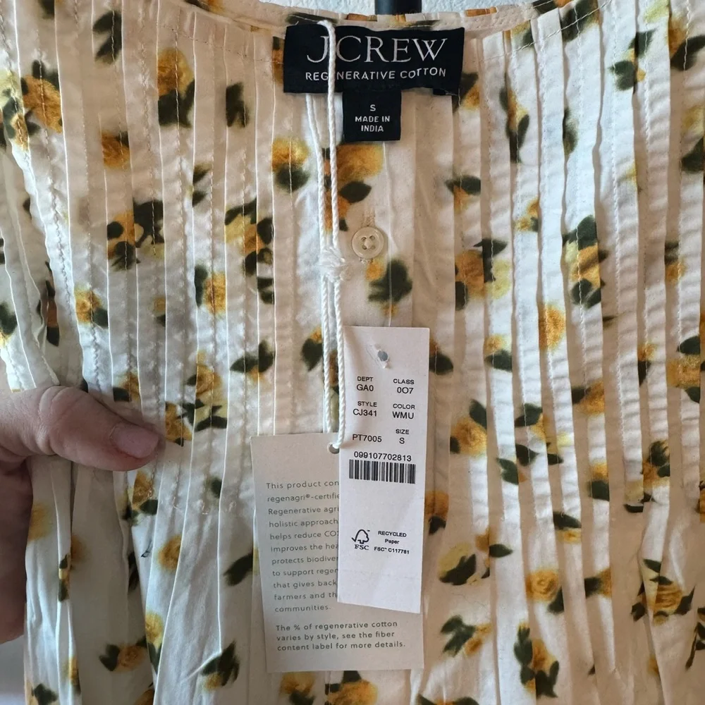 J. Crew White Floral Ruffle-Trim Camisole